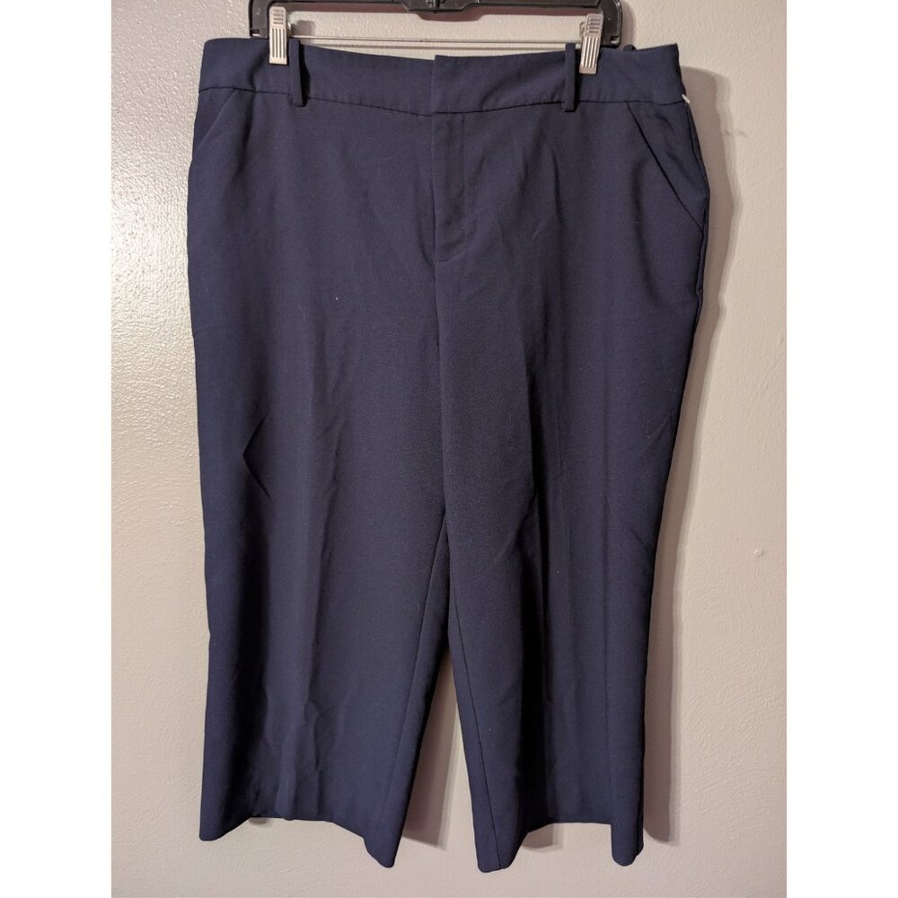 Ava & Viv Women's Plus 16W Navy Blue Cropped Dress Pants Stretch Career - Picture 2 of 5